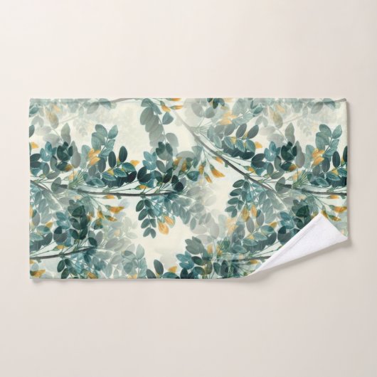 Zee groene olievlek laat een elegant patroon acht Bad Handdoek (Handdoek)