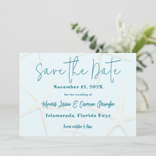 Zee Groene Starfish Bespaar op de datumkaarten Aankondiging (Staand voorkant)