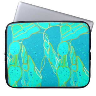 "Zee Grotto" abstract - turkooizen, blauw, goud Laptop Sleeve