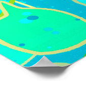 "Zee Grotto" abstract - turkooizen, blauw, goud Poster (Hoek)