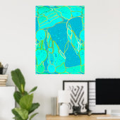 "Zee Grotto" abstract - turkooizen, blauw, goud Poster (Thuiskantoor)