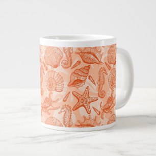 Zee handgetekend patroon grote koffiekop