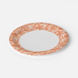 Zee handgetekend patroon papieren bordje