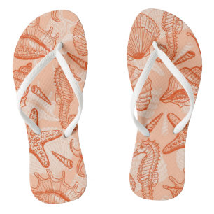 Zee handgetekend patroon teenslippers