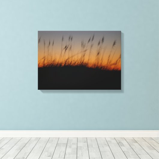 Zee haver en duinen op Sunset Canvas Afdruk (Insitu (Houten vloer))