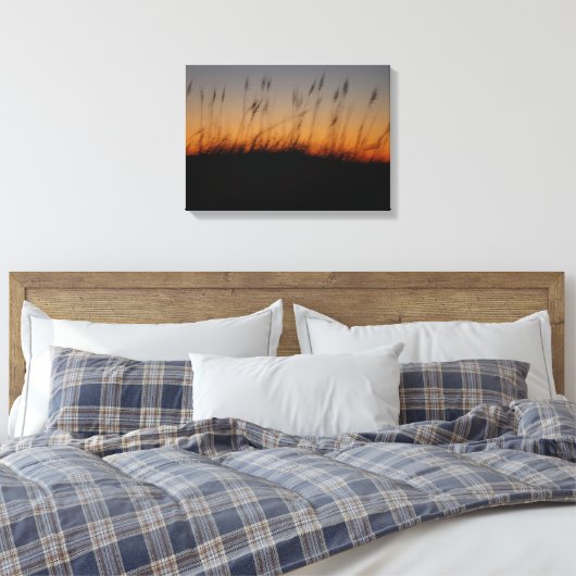 Zee haver en duinen op Sunset Canvas Afdruk (Insitu (Slaapkamer))