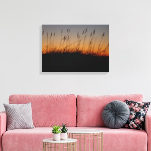 Zee haver en duinen op Sunset Canvas Afdruk (Insitu (Woonkamer))