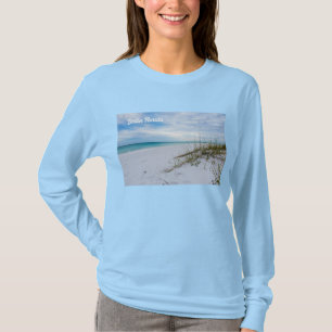 Zee haver en wit zandstrand ochtend lange mouw t-shirt