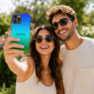 Zee & Hemel Blauw en Groen Gradiënt Voeg Naam Toe Samsung Galaxy Hoesje