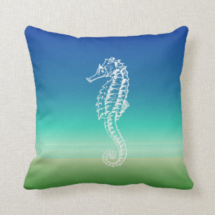 Zee Horse Blue Seascape Pillow Kussen
