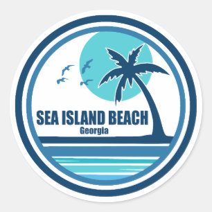 Zee Island Beach Georgia palmvogels Ronde Sticker