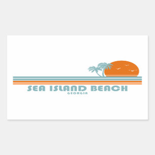 Zee Island Beach Georgia Sun Palm Trees Rechthoekige Sticker