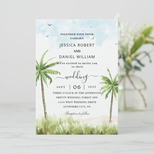 Zee Island bruiloft uitnodigingen zazzle (Staand voorkant)