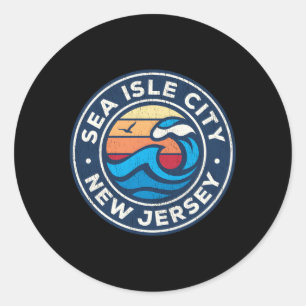 Zee Isle City New Jersey NJ nautische golven Ronde Sticker
