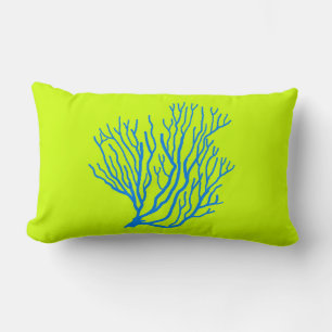 Zee Koraal Lime Groen en Blauw Worp Kussen