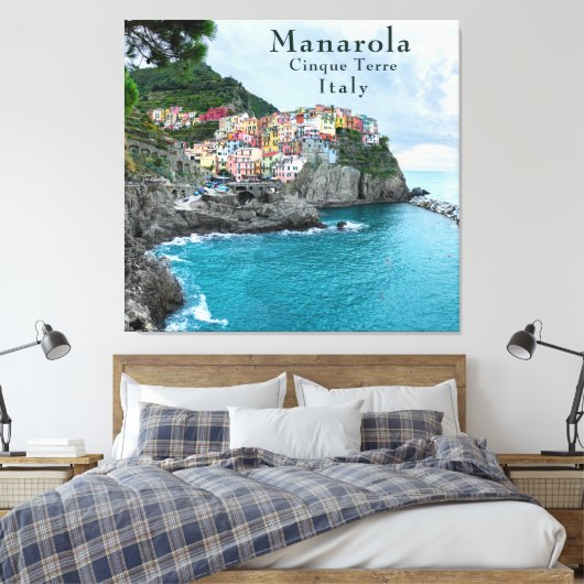 Zee Kust Cinque Terre Manarola Italië Canvas Afdruk (Insitu (Slaapkamer))