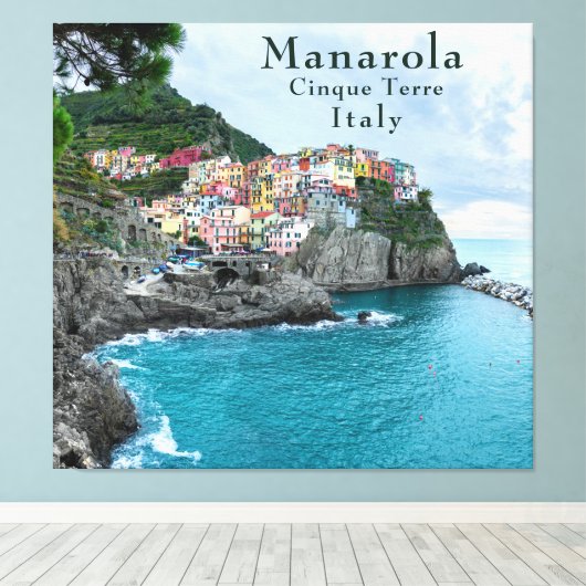Zee Kust Cinque Terre Manarola Italië Canvas Afdruk (Insitu (Houten vloer))