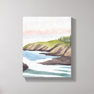 Zee Kust   Kust Watercolor Schilderij Canvas Afdruk