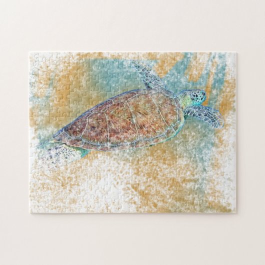 Zee Kustschildpad Geschilderd strand thema Legpuzzel (Horizontaal)
