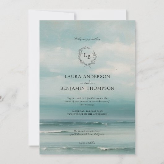 Zee Landscape Wedding Invitation Kaart (Voorkant)