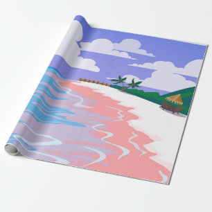 Zee landschap tropisch strand met roze zand, b cadeaupapier