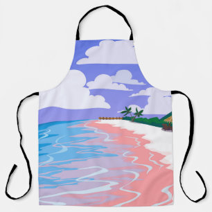 Zee landschap tropisch strand met roze zand, b schort