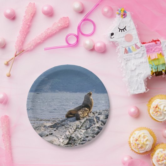 Zee leeuwen in het beagle kanaal - Argentinië Papieren Bordje (Feest)