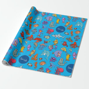 Zee Life Animals kleurrijke oceaan personages Cadeaupapier