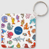 Zee Life Animals kleurrijke oceaan personages Sleutelhanger (Achterkant)