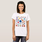 Zee Life Animals kleurrijke oceaan personages T-shirt (Voorkant volledig)