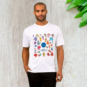 Zee Life Animals kleurrijke oceaan personages T-shirt