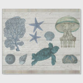  Zee Life Coral Turtle Starfish Decoupage Cadeaupapier (Vlak)
