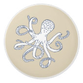 Zee Life Octopus Nautical Ceramic Knobs. Pulls Keramische Knop (Voorkant)