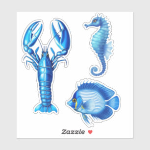 Zee Life / Sealife - Kreeft, Zeepaardje en Vis Sticker