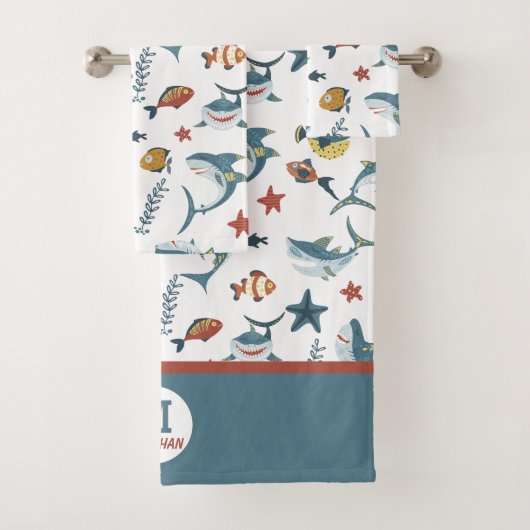 Zee Life Shark Dance Monogram Bad Handdoek (Insitu)