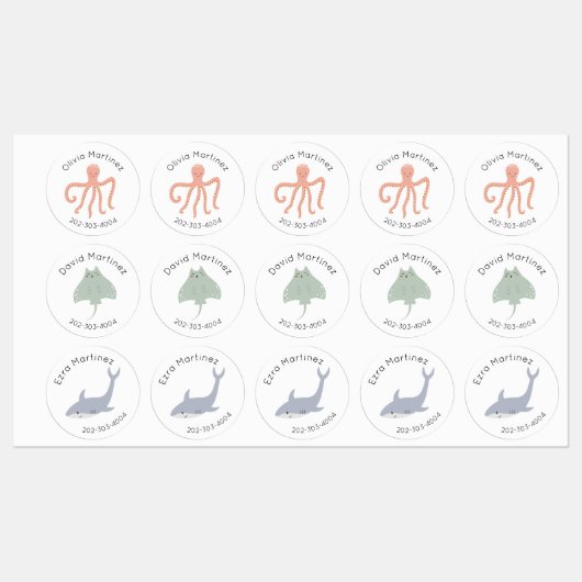 Zee Life Waterdichte Cirkel Sticker Naam Labels (Vel)