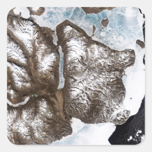 Zee lijnen de kustlijn in het oosten van Greenlan Vierkante Sticker