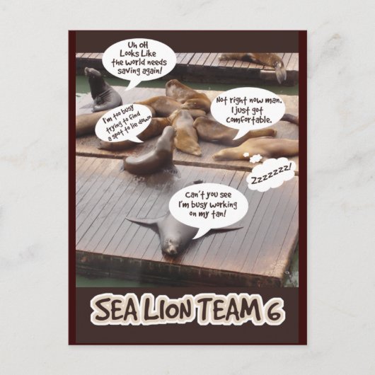 Zee Lion Team Six Briefkaart (Voorkant)