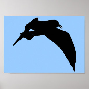 Zee meeuw silhouet in het zwart zweeft door de luc poster