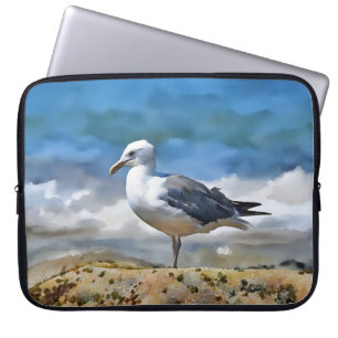 Zee Meeuw Vogel op het Strand Kunst Laptop Sleeve