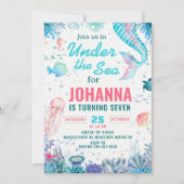 Zee Mermaid verjaardagsfeestje uitnodiging (Voorkant)