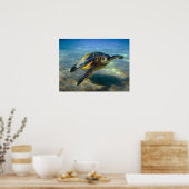 Zee met lethernekschroefdruk poster (Keuken)