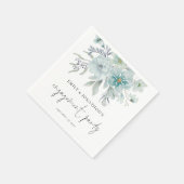 Zee Mist Blauwgroen Blue Florals Script Engagement Servet (Hoek)