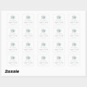 Zee Mist Blauwgroen Blue Florals Script Engagement Vierkante Sticker (Vel)
