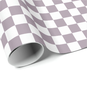 Zee Mist Paars en Wit Geruit Vierkantjes Cadeaupapier