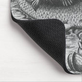 Zee monster/creatie/Kraken Muismat zwart/wit (Hoek)