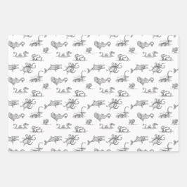  Zee monster line kunst Inpakpapier Vel