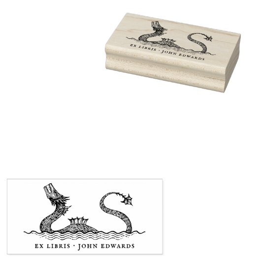 Zee Monster Mythical Ex Libris Boek Rubberstempel (Gestempeld)