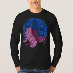 Zee Monster Ocean Dierenvriend Kraken Retro Octopu T-shirt