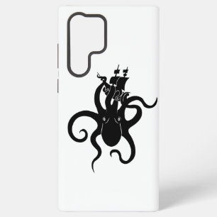 Zee Monster Zwart-wit Kraken met Schip Samsung Galaxy Hoesje